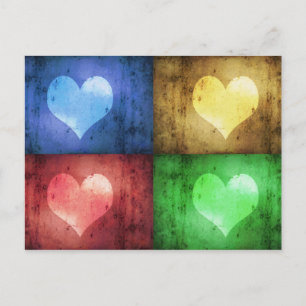 Colourful Valentine's Day Rustic Hearts Postcard