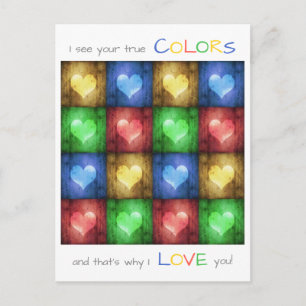 Colourful Valentine's Day Rustic Hearts Postcard