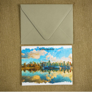 Colourful Vancouver Canada Panorama View Postcard