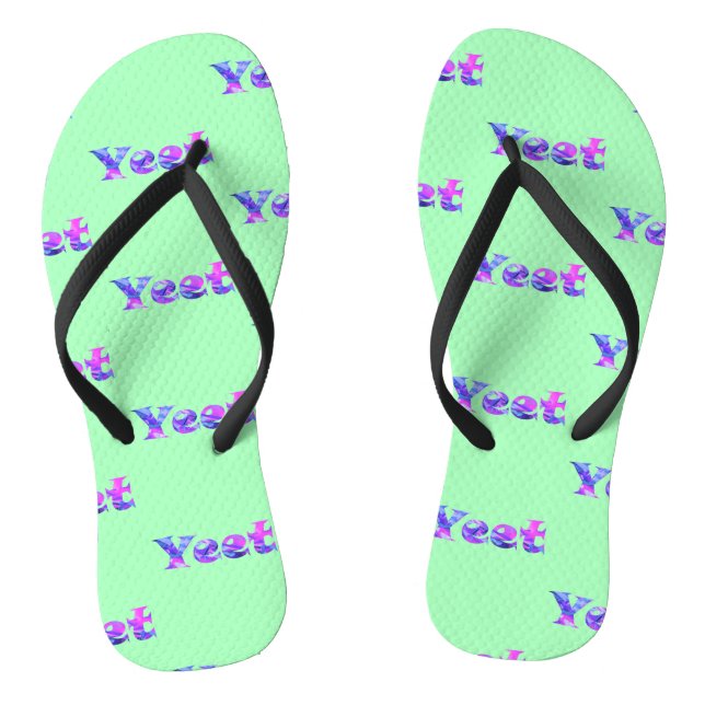 Colourful Vaporwave Yeet Text Yeeted Viral Phrase Flip Flops (Footbed)