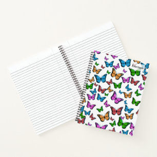 Colourful Variety of Pink Purple Blue Butterflies Notebook