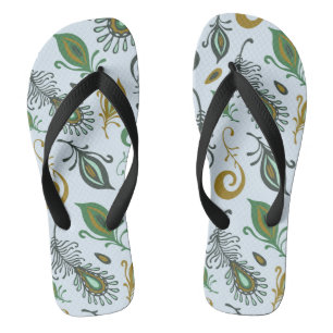 Colourful Various Feathers Flip Flops