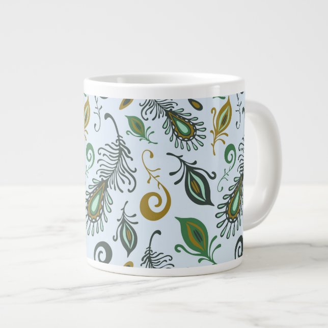 Colourful Various Feathers Large Coffee Mug (Front Right)