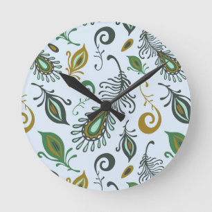 Colourful Various Feathers Round Clock