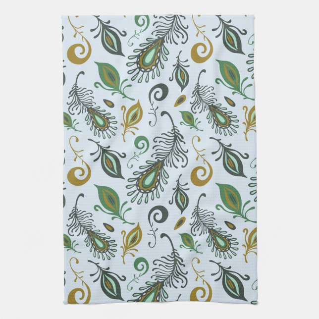 Colourful Various Feathers Tea Towel (Vertical)