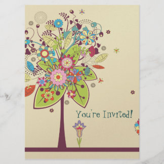 colourful vector flower tree bliss birthday invitation