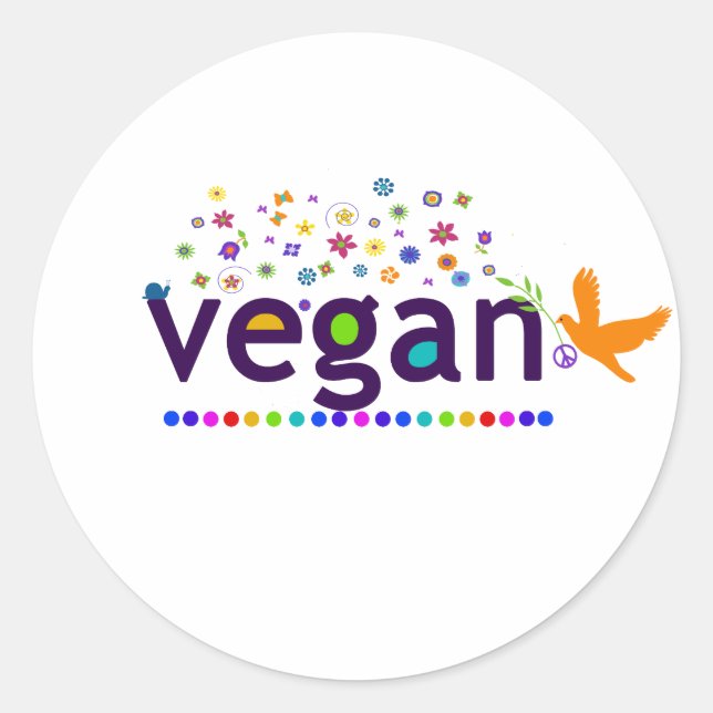 Colourful Vegan Classic Round Sticker (Front)