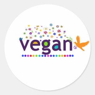 Colourful Vegan Classic Round Sticker