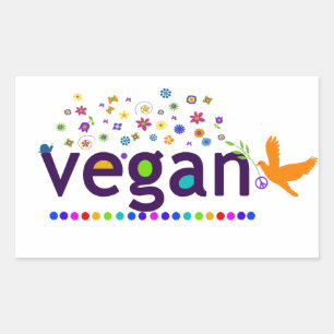 Colourful Vegan Rectangular Sticker
