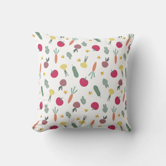 colourful vegetable pattern cushion (Front)
