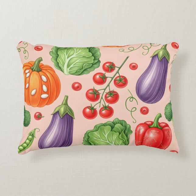 Colourful Vegetable Pattern Illustration Decorative Cushion (Front)