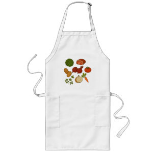 Colourful vegetable print kitchen apron, cute cook long apron