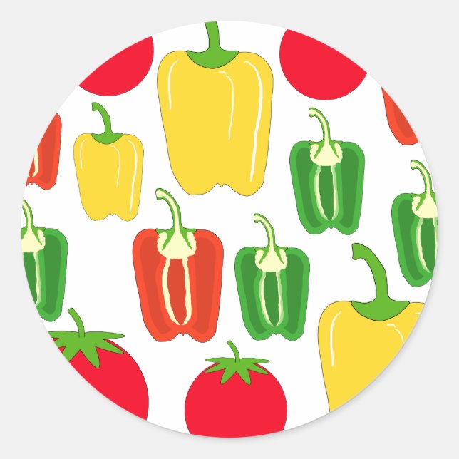 Colourful Vegetables. Classic Round Sticker (Front)
