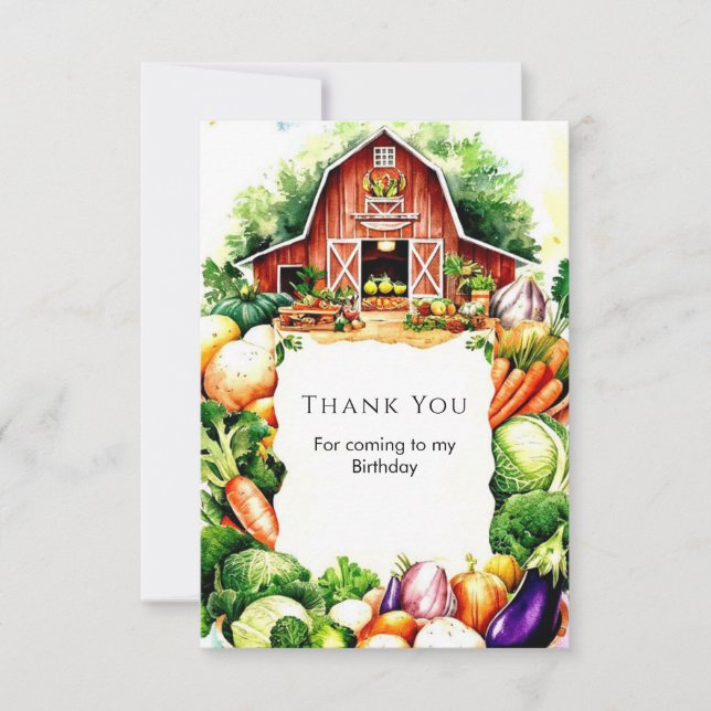 Colourful Vegetables Farmers Market Birthday Thank You Card (Front)