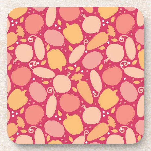 Colourful vegetables pattern coaster (Front)