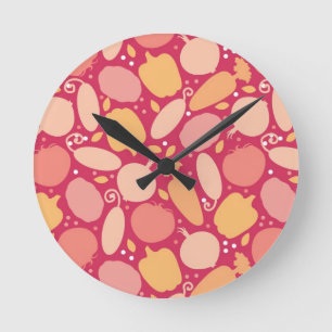 Colourful vegetables pattern round clock