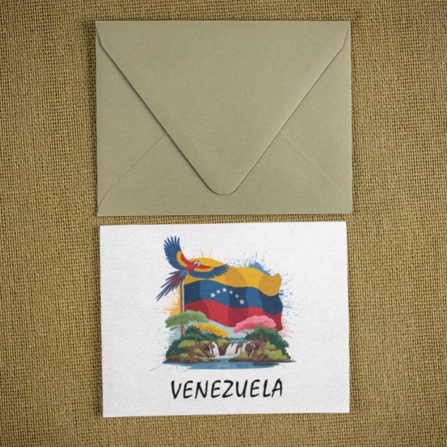 Colourful Venezuela Flag South America Postcard (Colorful venezuela vintage travel postcard)