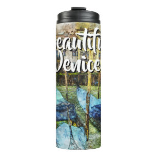 Colourful Venice Gondolas Painting Thermal Tumbler