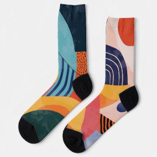 Colourful vertical abstract with line patterns socks
