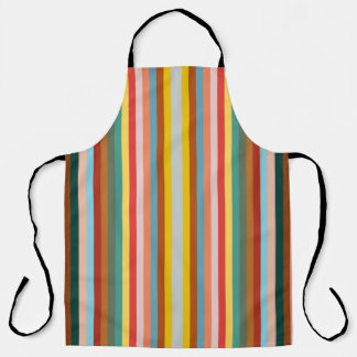 Colourful Vertical Retro Stripes Apron
