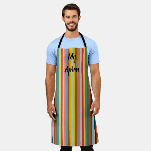 Colourful Vertical Retro Stripes  Apron