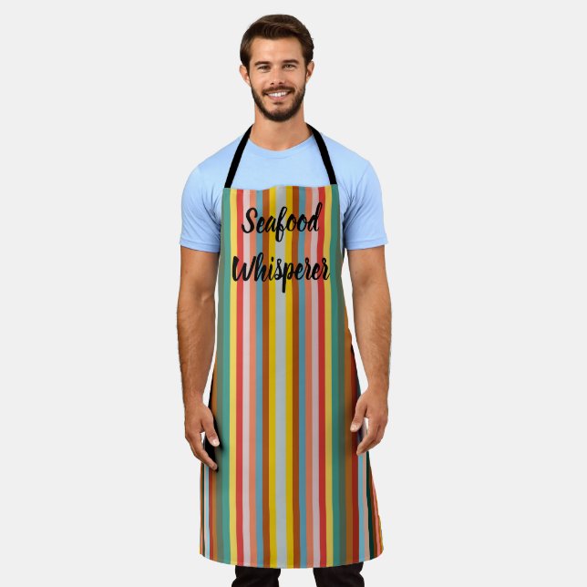 Colourful Vertical Retro Stripes  Apron (Worn)