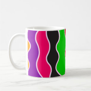 Colourful vertical retro wavy lines pattern coffee mug