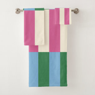 Colourful Vertical Striped Pattern Bath Towel Set