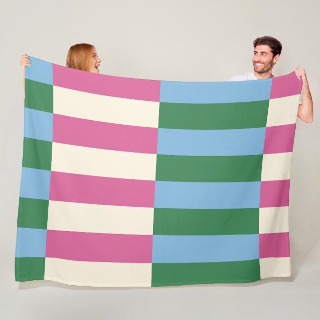 Colourful Vertical Striped Pattern Fleece Blanket (In Situ)