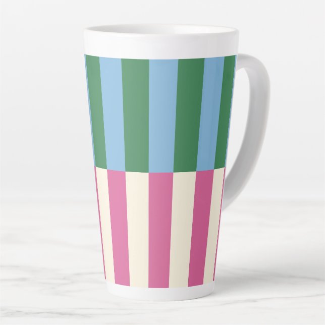 Colourful Vertical Striped Pattern Latte Mug (Right Angle)