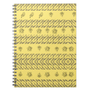 Colourful vertical stripes and flowers notebook