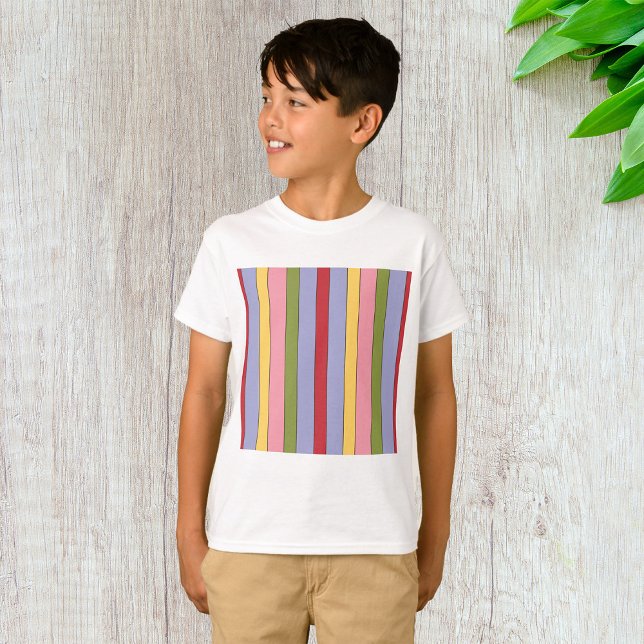 Colourful Vertical Stripes Pattern T-Shirt (Creator Uploaded)