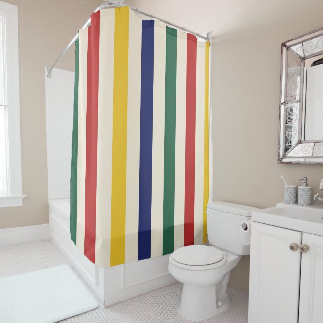 Colourful Vertical Stripes Shower Curtain (In Situ)