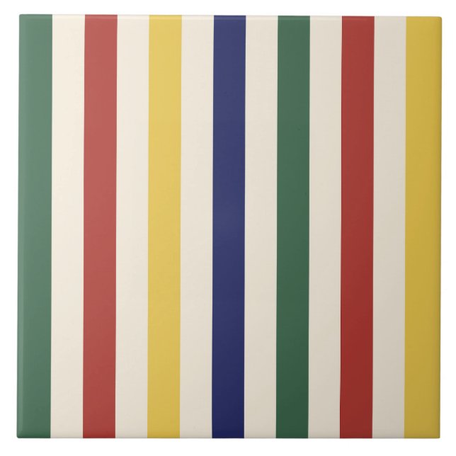 Colourful Vertical Stripes Tile (Front)