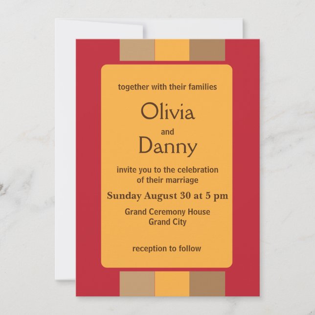 Colourful Vertical Stripes Wedding Invitation (Front)