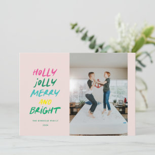 Colourful Very Merry Horizontal Christmas Photo Holiday Card
