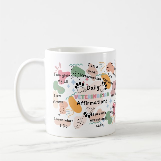 Colourful Veterinarian Positive Daily Affirmations Coffee Mug (Left)