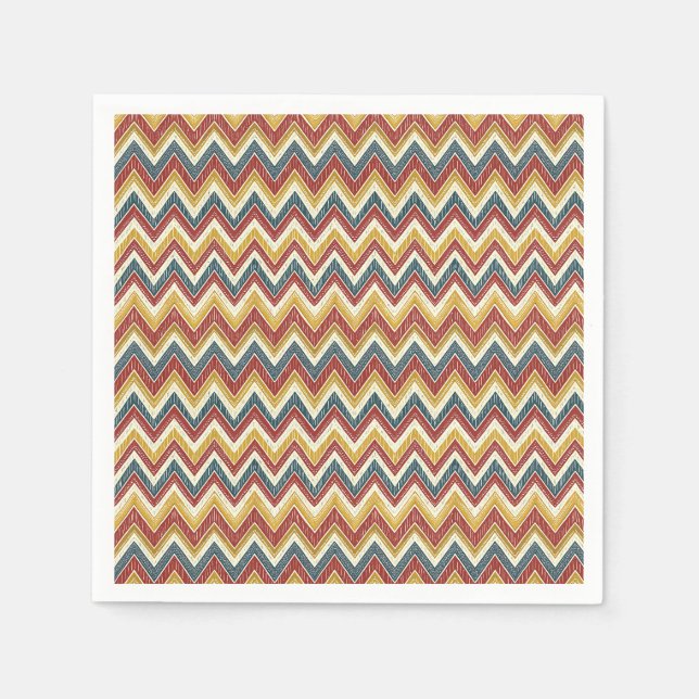 Colourful Vibrant Boho Chic Zigzag Chevron Pattern Napkin (Front)