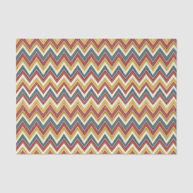 Colourful Vibrant Boho Chic Zigzag Chevron Pattern Tissue Paper (Front)