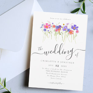 Colourful Vibrant Bold Wildflowers Wedding Invitation