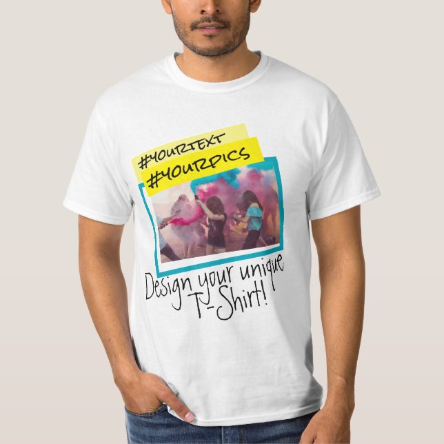 Colourful Vibrant Design With Pics and Text T-Shirt (Front)