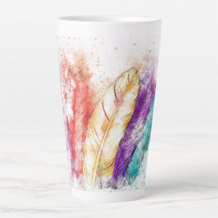 Colourful Vibrant Feather Uplifting Creative splas Latte Mug