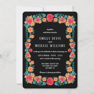 Colourful Vibrant Floral Mexican Fiesta Wedding Invitation