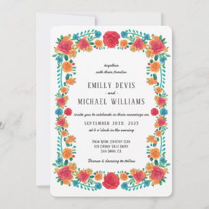 Colourful Vibrant Floral Mexican Fiesta Wedding Invitation
