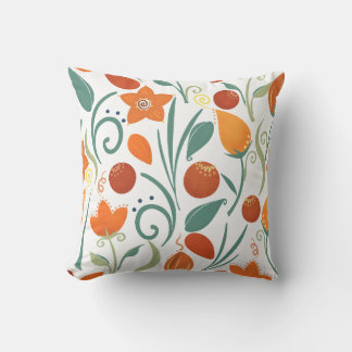 Colourful Vibrant Floral Throw Pillow