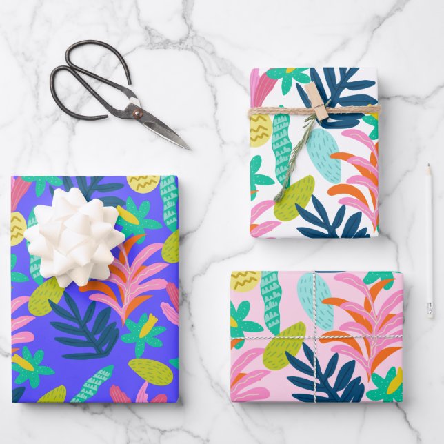 colourful vibrant floral Wrapping Paper Flat Sheet (Front)