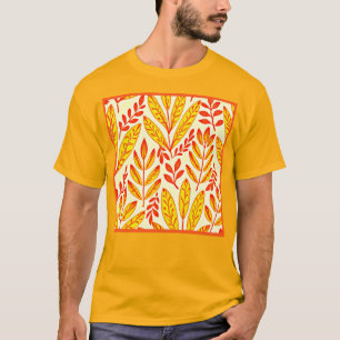 Colourful Vibrant Foliage Mosaic Leaves Pattern T-Shirt
