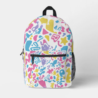 colourful vibrant fun pastel shapes printed backpack