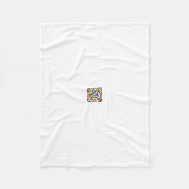 Colourful Vibrant Geometric Pattern Fleece Blanket (Front)