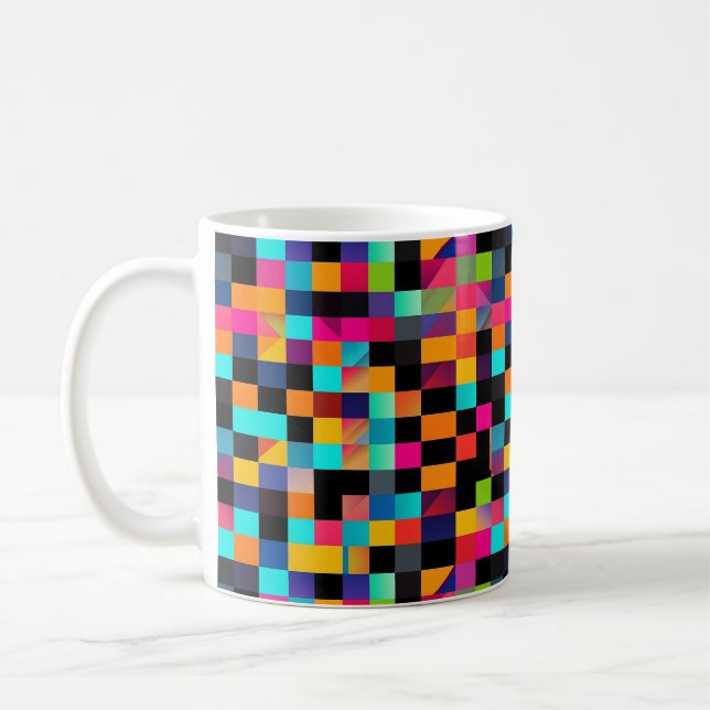 Colourful Vibrant Geometric Shapes Pattern Coffee Mug (Left)